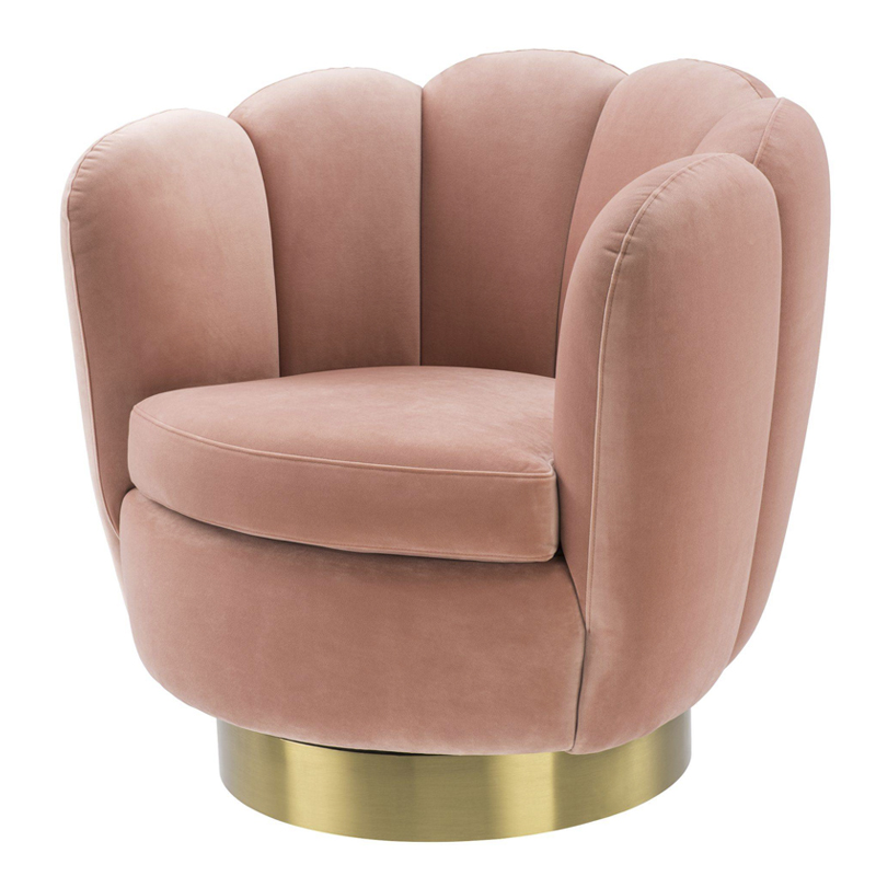 Кресло Eichholtz Swivel Chair Mirage nude Розовый пастельный Матовая латунь в Омске | Loft Concept 