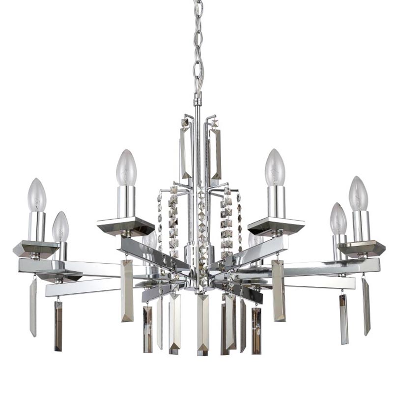 Люстра Vivien Crystal Chrome Chandelier 8 Хром Серый в Омске | Loft Concept 