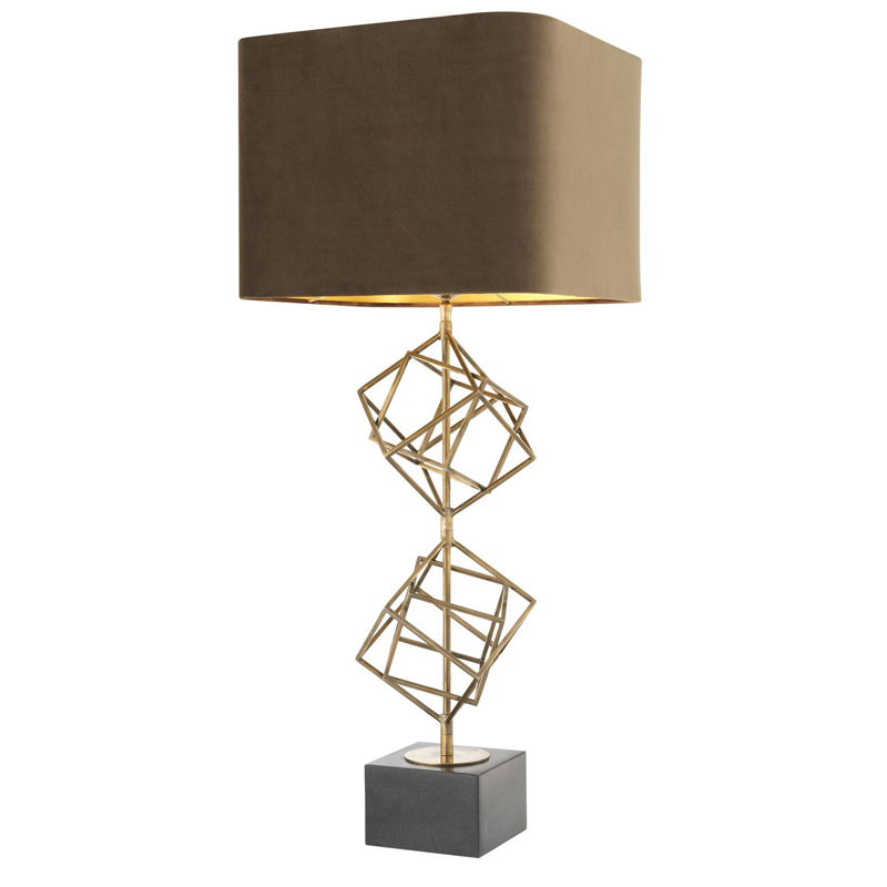 Настольная лампа Eichholtz Table Lamp Matrix brass Мокко Винтажная латунь Серый в Омске | Loft Concept 