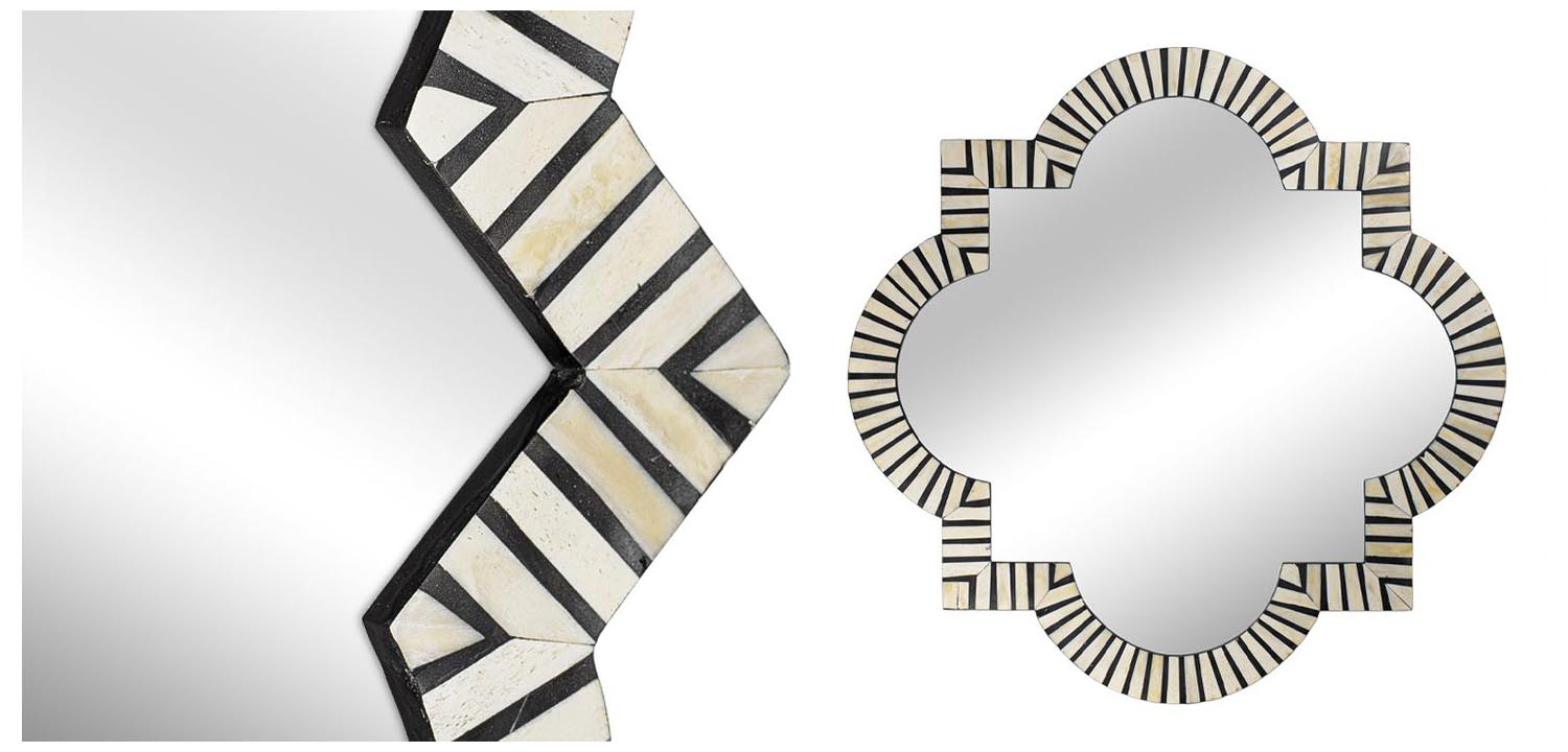 Зеркало Bone Inlay Mirror black and white - фото