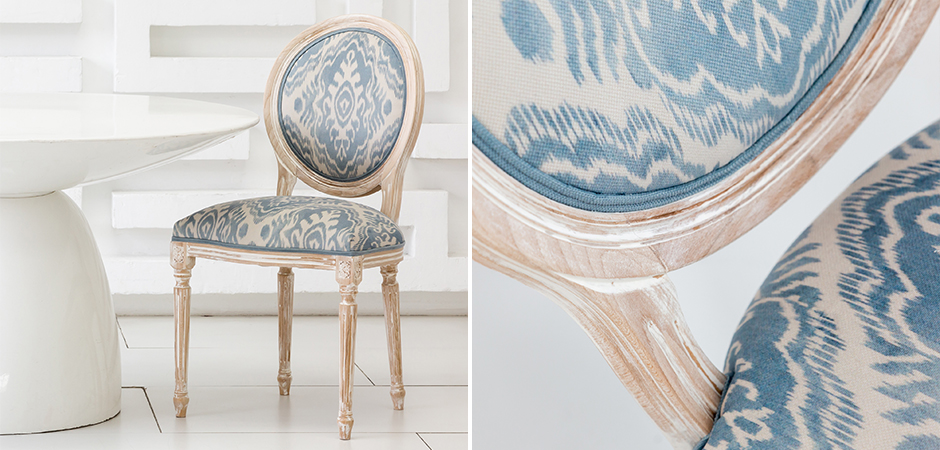 Мягкий стул со светло-голубым узором Ikat Pattern 2 - фото №1