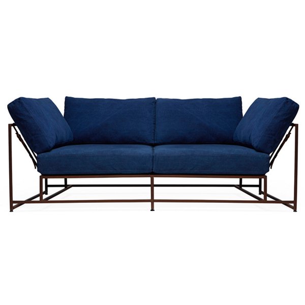 Двухместный диван Indigo Denim and copper Two Seat Sofa Индиго в Омске | Loft Concept 