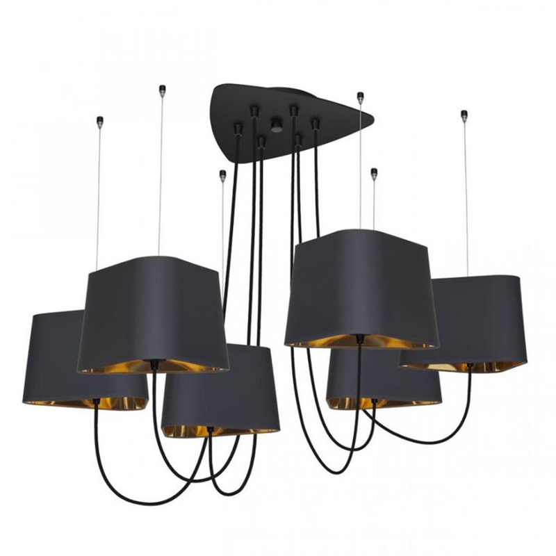 Люстра Designheure Lighting Black 6 плафонов Черный Золотой в Омске | Loft Concept 