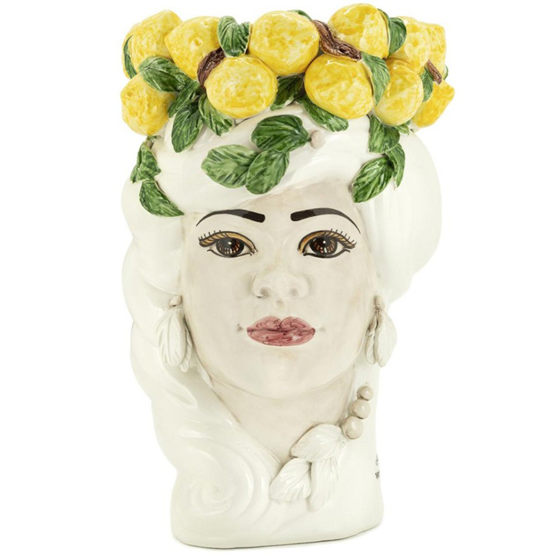 Ваза Vase Lemon Head Lady White Белый Желтый Зеленый в Омске | Loft Concept 