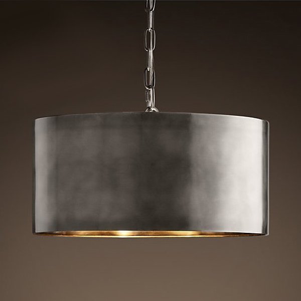 Подвесной светильник RH Antiqued Metal Drum Pendant lamp Серебряный Бронза в Омске | Loft Concept 