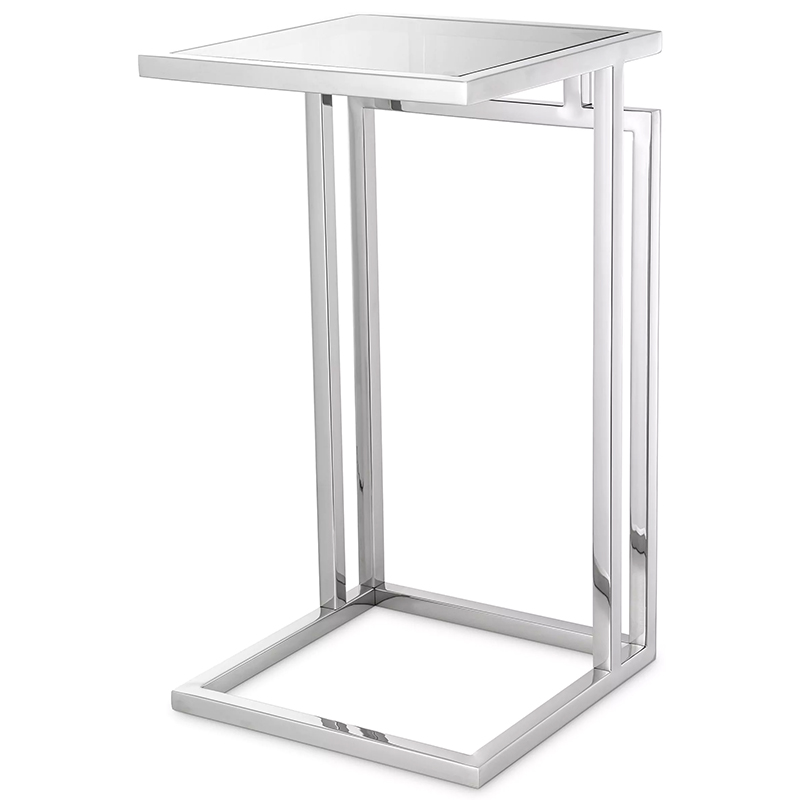 Приставной стол Eichholtz Side Table Marcus Chrome Стекло Смок Хром в Омске | Loft Concept 