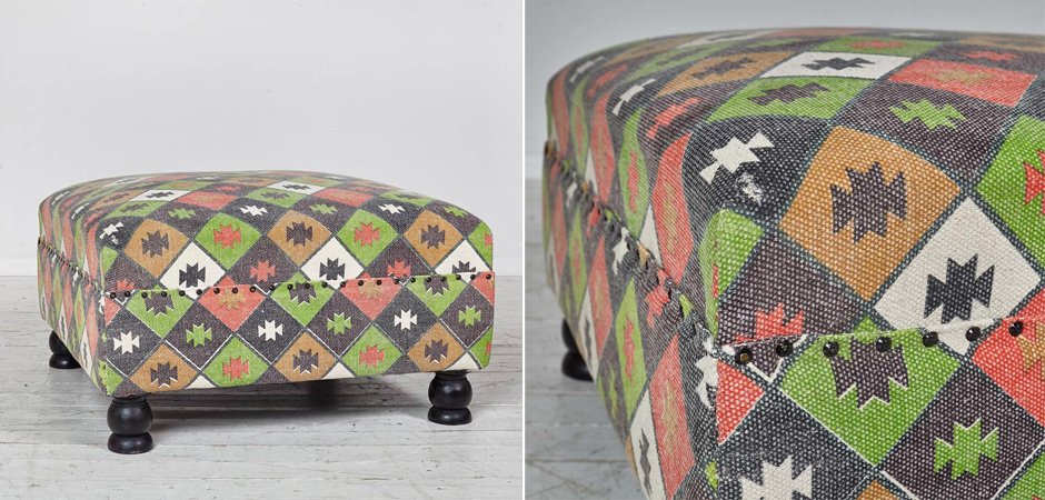 Пуф с зеленым орнаментом KELIM Pattern Пуф с зеленым орнаментом KELIM Pattern - Loft-Concept в Омске
