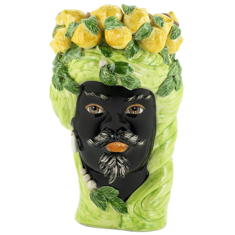 Ваза Vase Lemon Head Man Lime Салатовый Желтый Черный в Омске | Loft Concept 