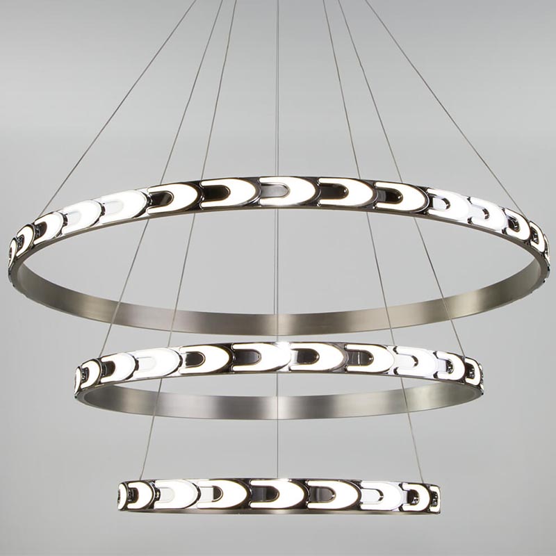 Люстра Maoris 3 Ring Horizontal Chandelier Никель Сатин в Омске | Loft Concept 