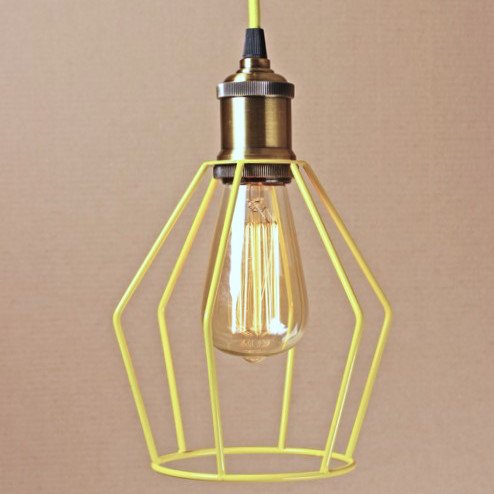 Подвесной светильник Wire Cage Pendant Trew Yellow Желтый в Омске | Loft Concept 