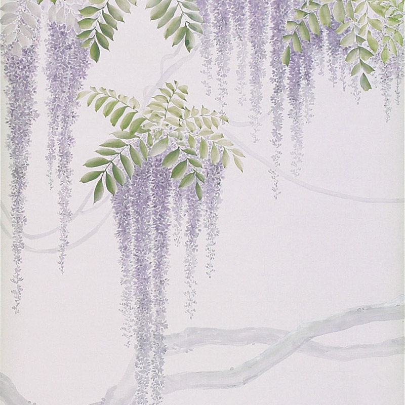 Обои в японском стиле Wisteria Lavender on Lilac Mica metallic Xuan paper  в Омске | Loft Concept 