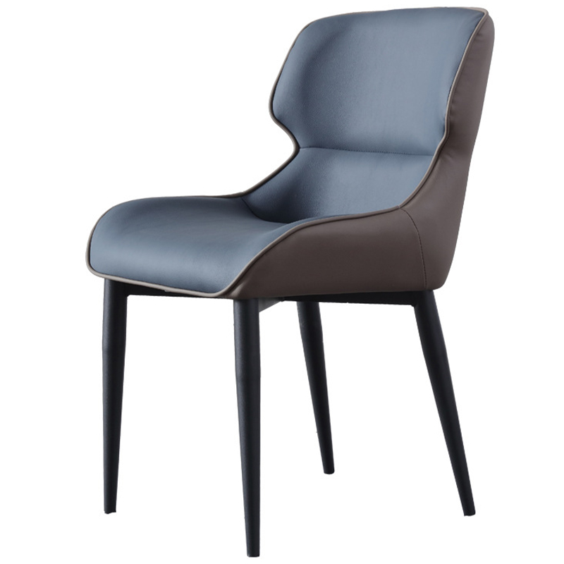 Стул с кожаной двухцветной обивкой Obrien Chair Blue and Grey Синий Серый Черный в Омске | Loft Concept 