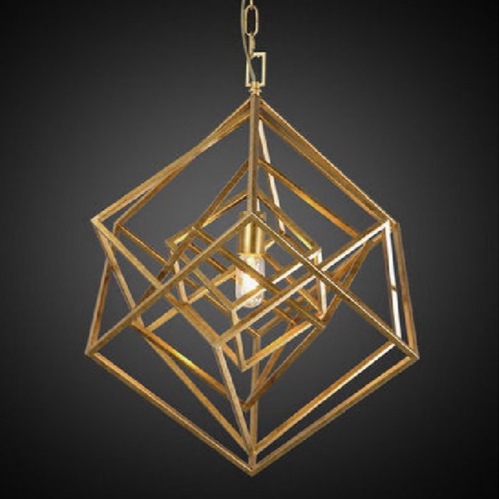 Подвесной светильник CUBIST Chandelier Gold 1 bulbs Золотой в Омске | Loft Concept 