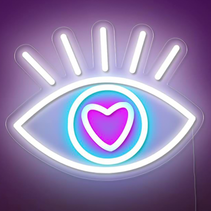 Неоновая настенная лампа Lucky Eye Neon Wall Lamp Белый Бирюзовый Розовый Прозрачный в Омске | Loft Concept 