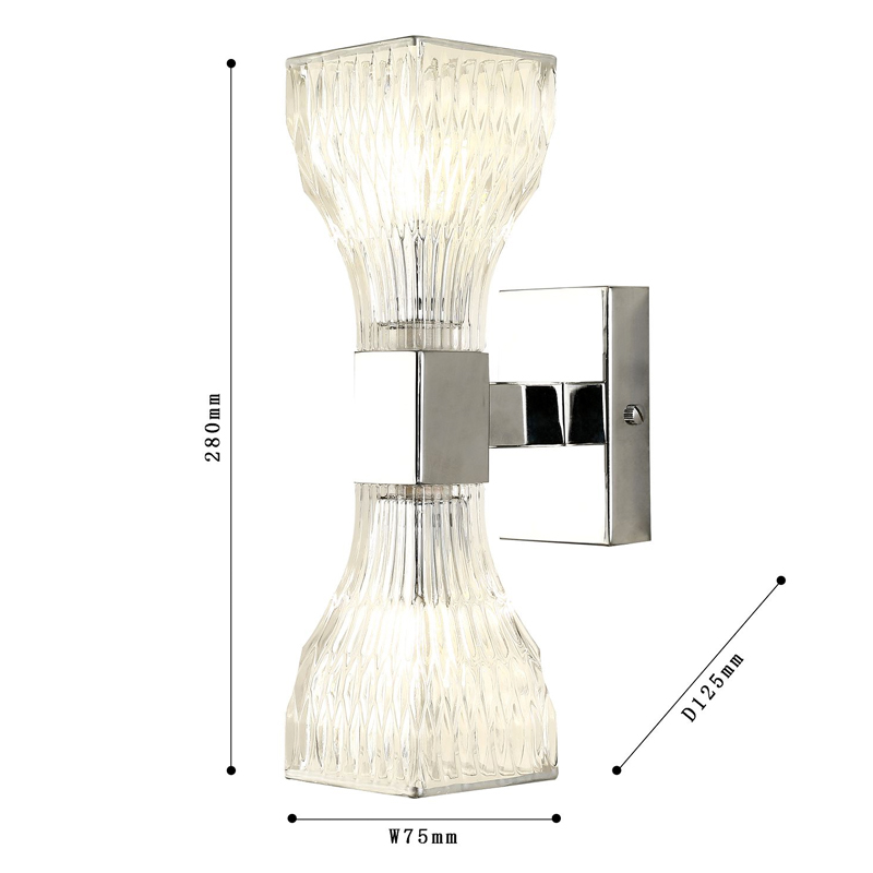 Бра с двумя плафонами из рельефного стекла GLASS HORN Chrome в Омске