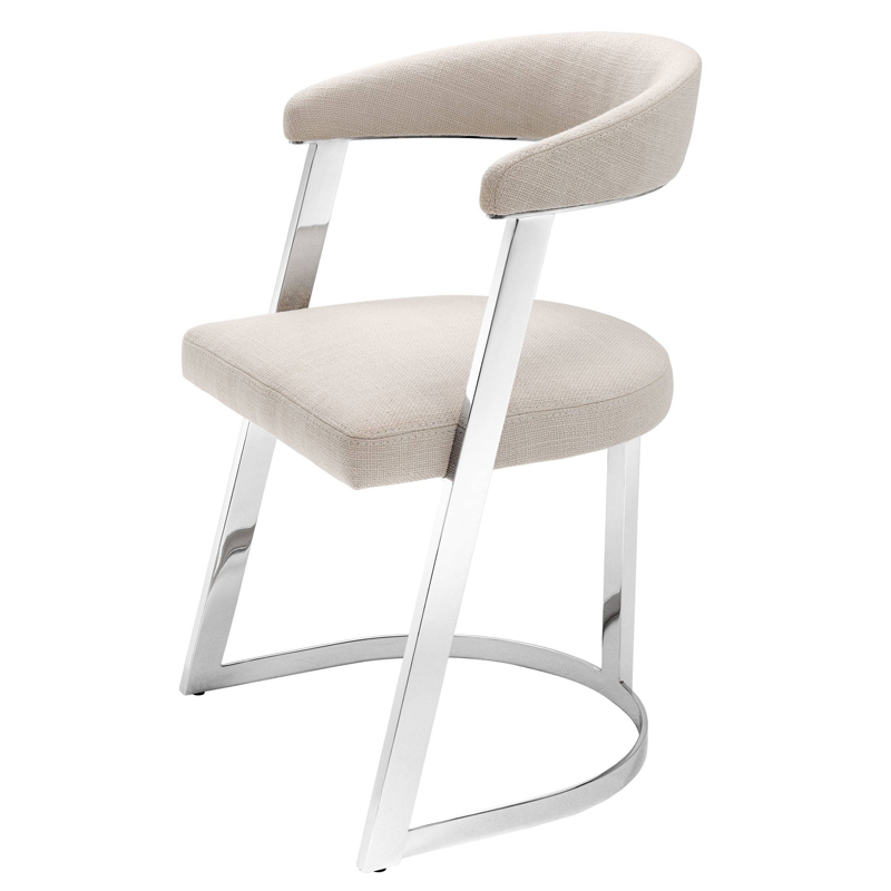 Стул Eichholtz Dining Chair Dexter Nickel Бежевый Никель в Омске | Loft Concept 