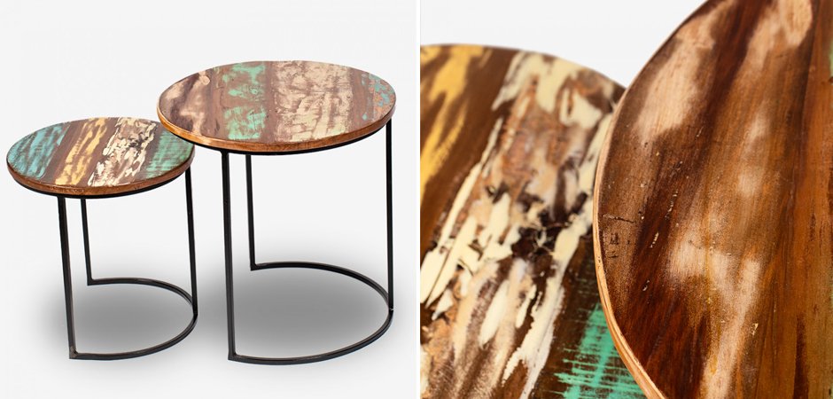 Набор приставных столиков Antique Wood Side Table Набор приставных столиков Antique Wood Side Table - Loft-Concept в Омске