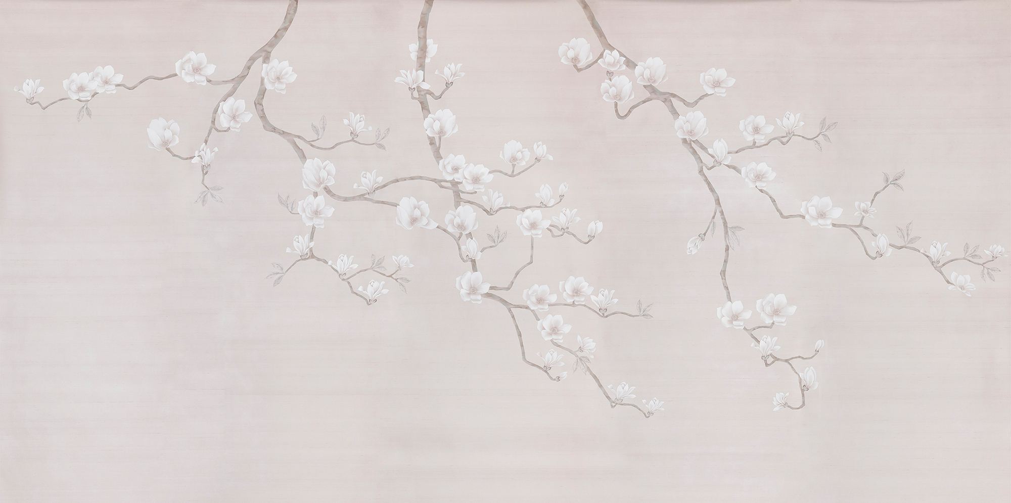 Обои Magnolia Canopy Original colourway on Rose Water metallic slub silk - постер Loft-Concept в Омске