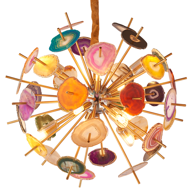 Люстра Agate Burst Chandelier Multicolor Глянцевое золото в Омске | Loft Concept 