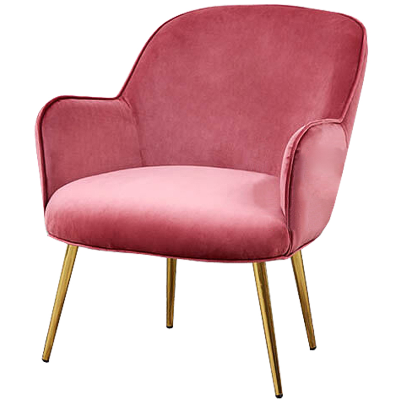 Кресло Waldeck Chair Pink Розовый (Rose) Глянцевое золото в Омске | Loft Concept 