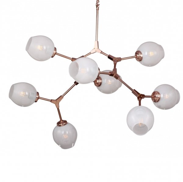 Люстра Branching Bubble Chandelier 8 Milk Молочный Медь в Омске | Loft Concept 