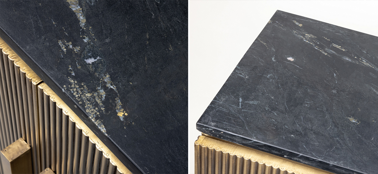 Комод из массива со столешницей из мрамора Nocturne - фото