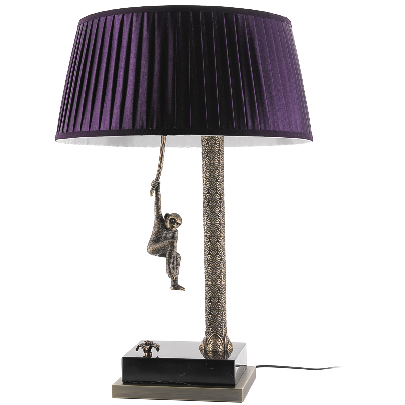 Настольная лампа Джунгли Table Lamp Jungle Purple Латунь Античная полированная Черный Мрамор Nero Пурпурно-фиолетовый в Омске | Loft Concept 