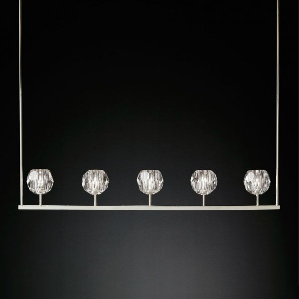 Люстра RH Boule De Cristal Linear Chandelier 5 Прозрачный в Омске | Loft Concept 