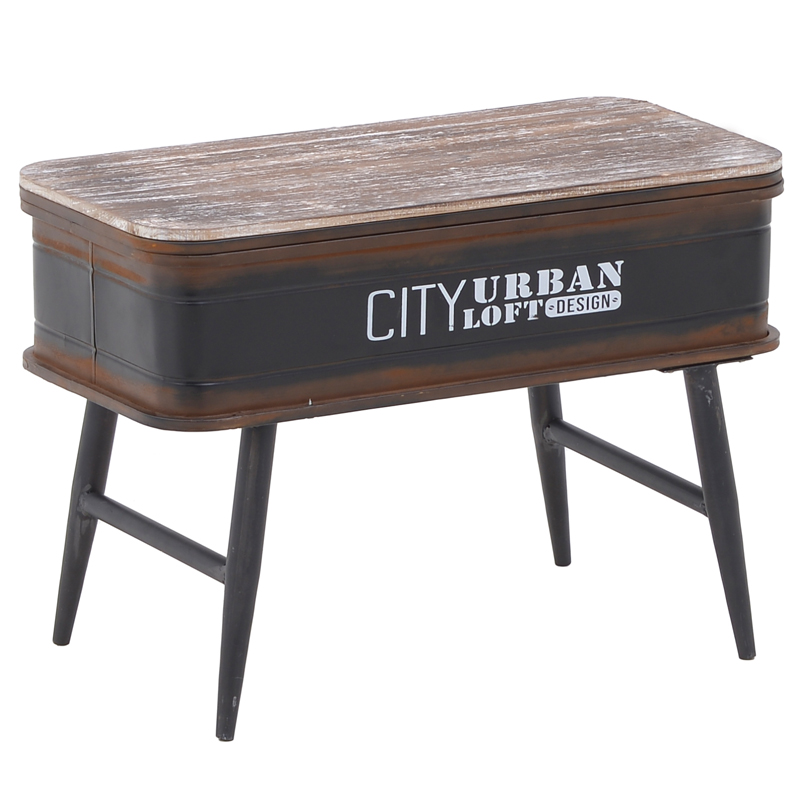 Приставной стол City Urban Loft Design Table black Коричневый винтаж Винтажный черный в Омске | Loft Concept 