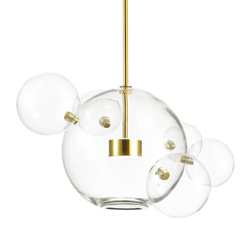 Подвесной светильник Transparent Bubble Pendant Gold 5 Глянцевое золото Прозрачный в Омске | Loft Concept 