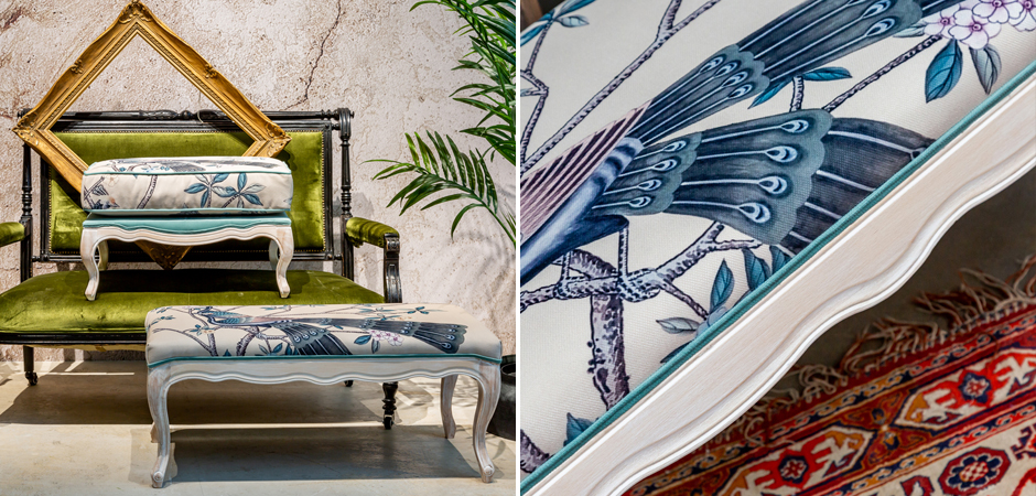 Банкетка с синими павлинами Emperor