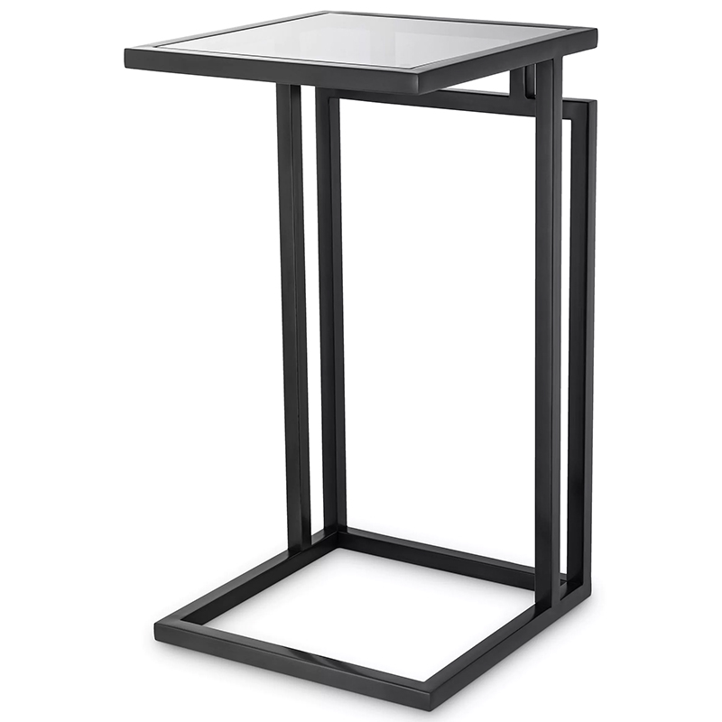 Приставной стол Eichholtz Side Table Marcus Black Черный Стекло Смок в Омске | Loft Concept 