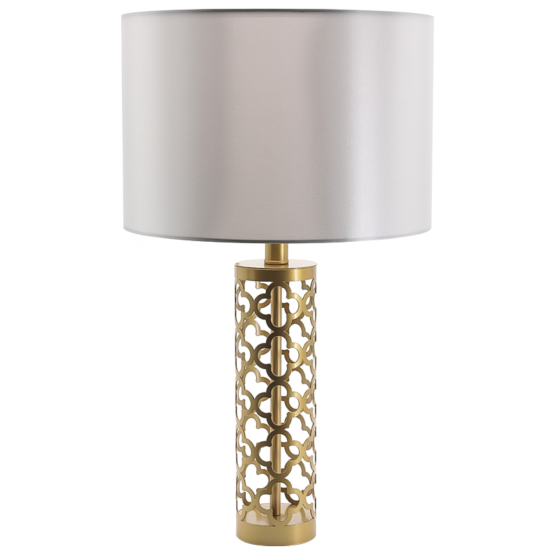 Настольная лампа Arabesque Quatrefoil Drum Table Lamp Золотой Серый в Омске | Loft Concept 