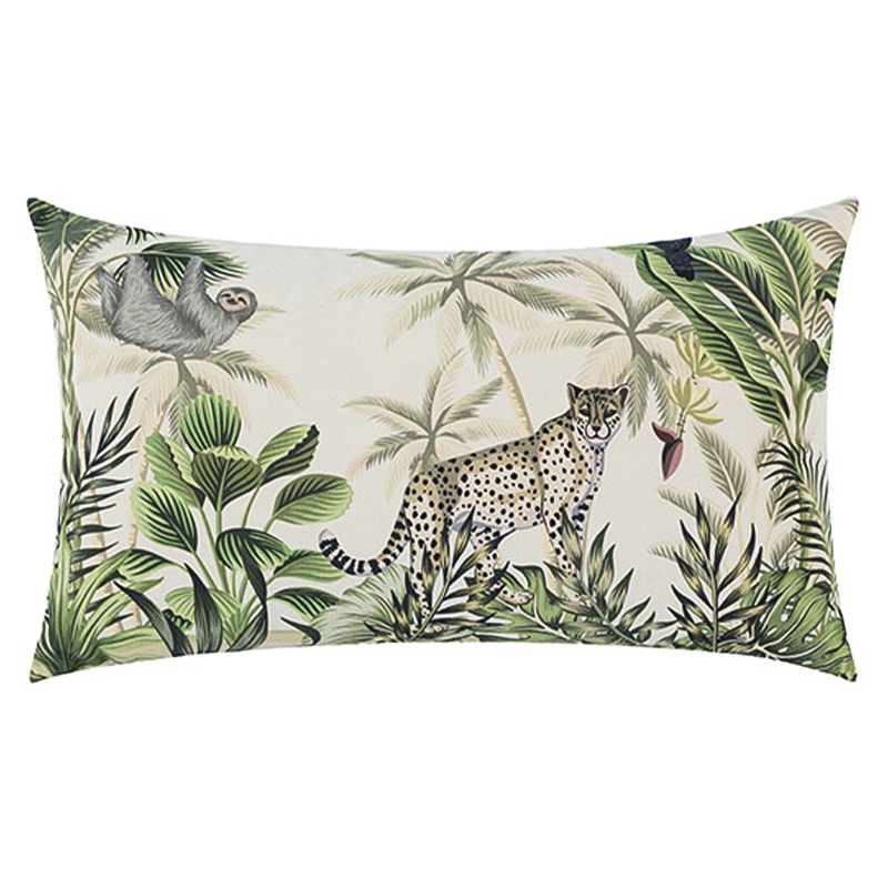 Декоративная подушка Rainforest Animals Cushion Бежевый Зеленый Серый в Омске | Loft Concept 