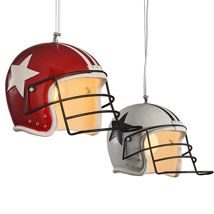 Подвесной светильник Sport Helmet Pendant Белый Красный в Омске | Loft Concept 