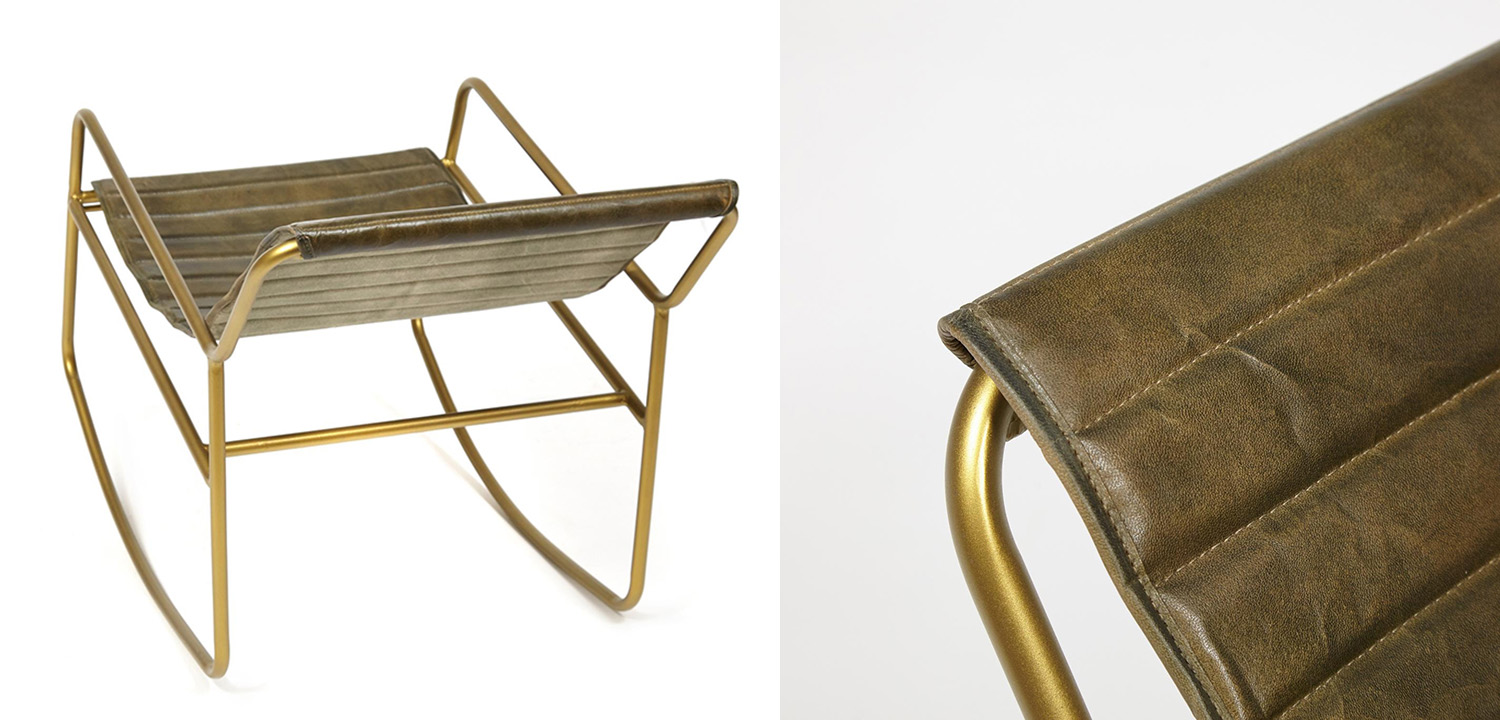 Кресло-качалка Industrial buffalo leather rocking chair - фото №2