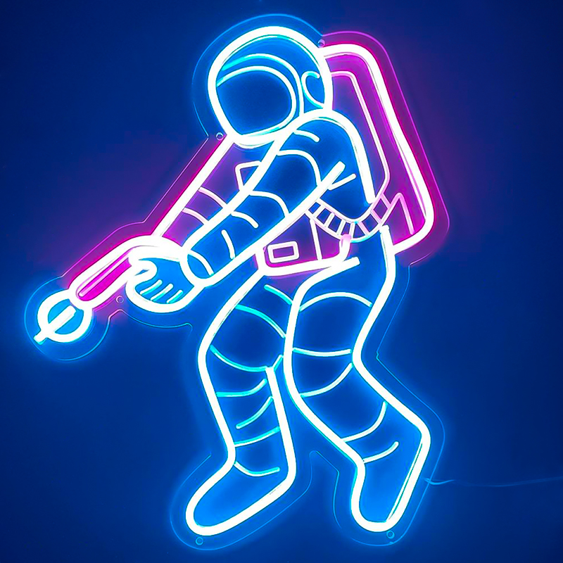 Неоновая настенная лампа Astronaut Neon Wall Lamp Синий Лиловый в Омске | Loft Concept 