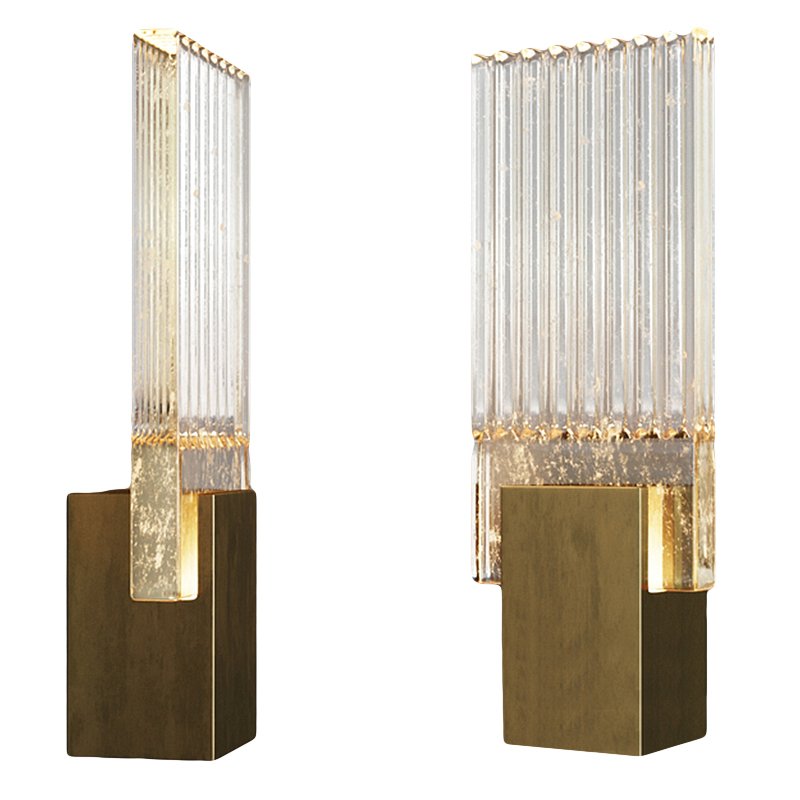 Бра PLEATED GLASS SCONCE Прозрачный (Transparent) Латунь в Омске | Loft Concept 