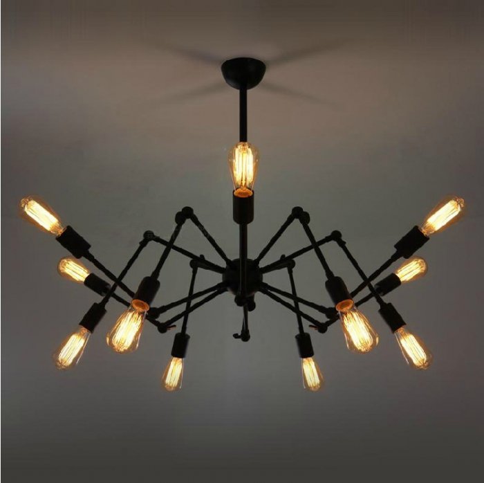 Люстра Loft Industrial Sputnik Chandelier Spider Черный в Омске | Loft Concept 