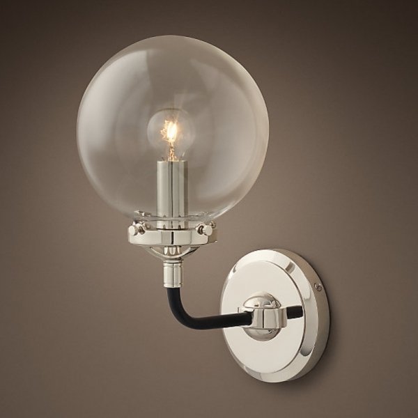 Бра Bistro Globe Clear Glass Single Sconce Nickel  в Омске | Loft Concept 