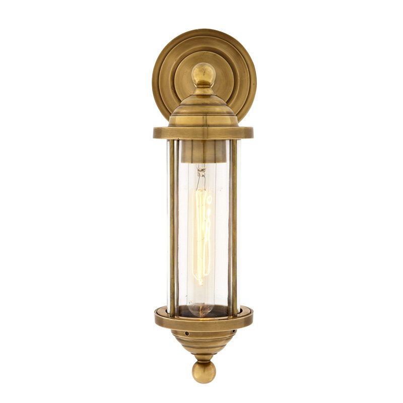 Бра Eichholtz Wall Lamp Clayton Brass Латунь Прозрачное Стекло в Омске | Loft Concept 