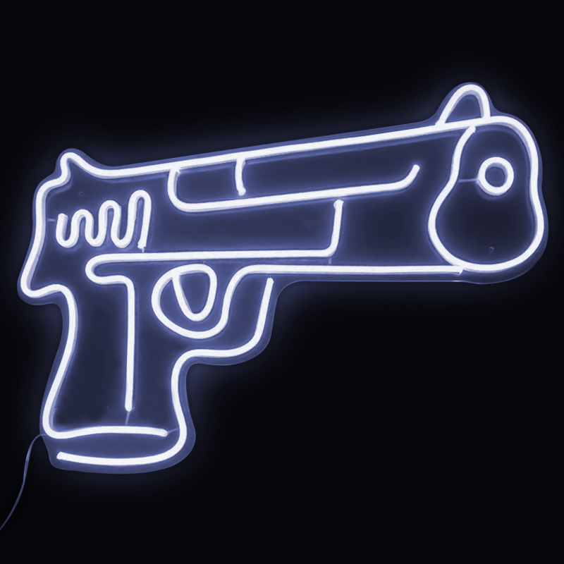 Неоновая настенная лампа Gun Neon Wall Lamp Белый Прозрачный в Омске | Loft Concept 