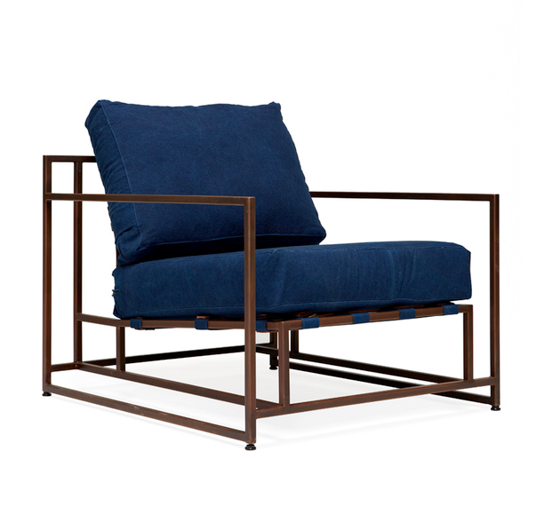 Кресло Kenn X Miller armchair Indigo and copper denim Индиго в Омске | Loft Concept 