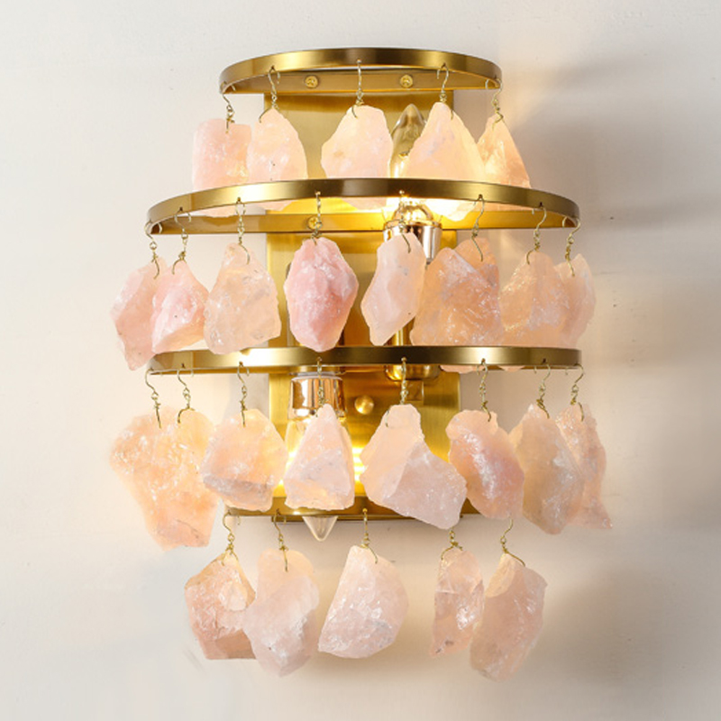 Hardis Pink stone Wall Lamp Латунь Дымчатая Роза в Омске | Loft Concept 