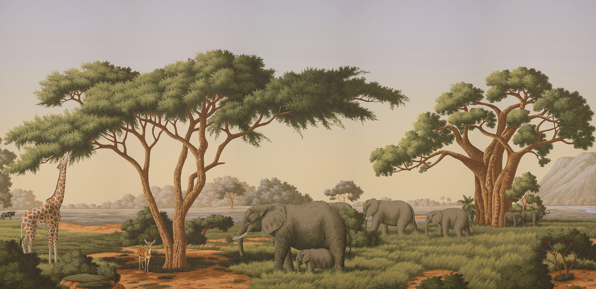 Обои ручная роспись African Savannah Amarelo on scenic paper Обои ручная роспись African Savannah Amarelo on scenic paper - постер Loft-Concept в Омске