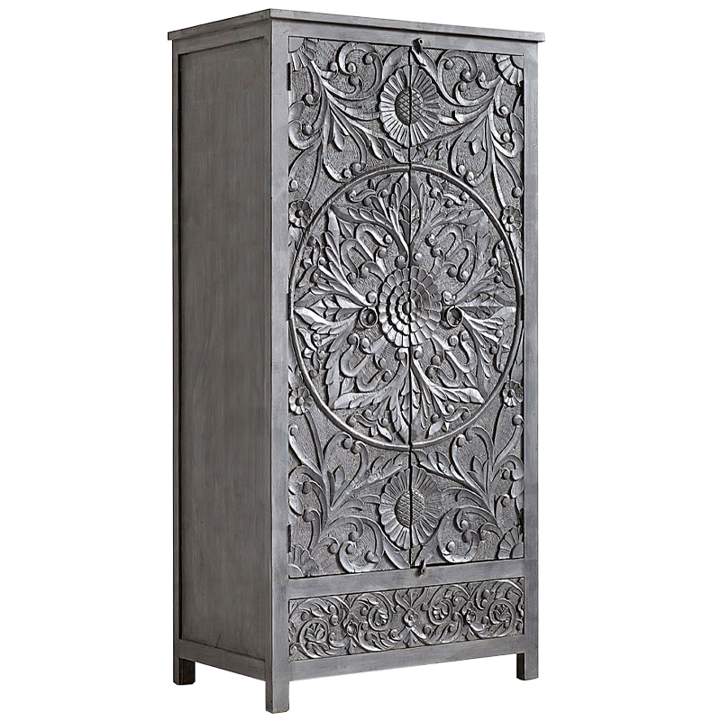 Шкаф Indian Antique White Furniture Cupboard Devan серый Серый в Омске | Loft Concept 