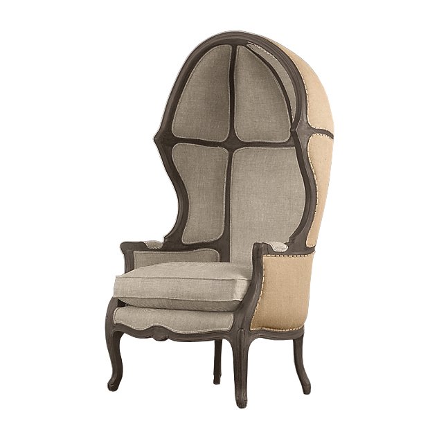 Кресло купол RH Versailles Domed Burlap Backed Chair ivory ( слоновая кость ) Серый Дерево Акация в Омске | Loft Concept 