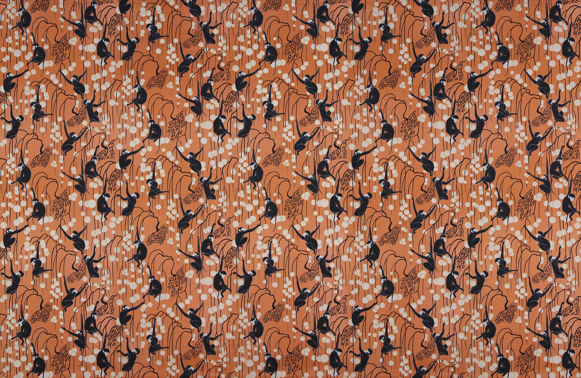 Обои ручная роспись Deco Monkeys Terracotta on dyed paper Обои ручная роспись Deco Monkeys Terracotta on dyed paper - постер Loft-Concept в Омске