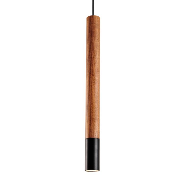 Подвесной светильник Trumpet Wood Black Pendant Lamp Коричневый Черный в Омске | Loft Concept 