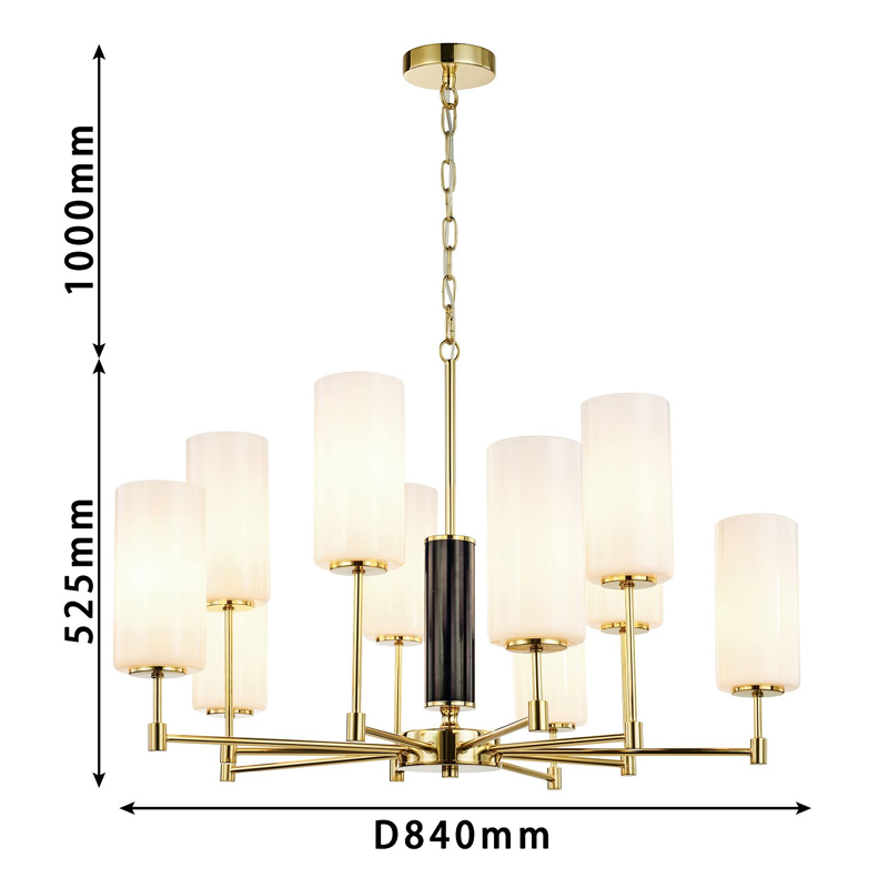 Люстра цвета золота с белыми матовыми плафонами Hovering D84 см в Омске